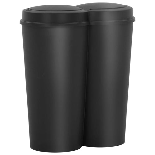 Coș de gunoi dublu, negru, 50 L Lando
