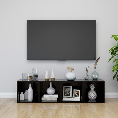 Comode TV, 4 buc., negru, 37x35x37 cm, PAL Lando