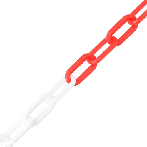 Lanțuri de avertizare, roșu și alb, 100 m, Ø8 mm, plastic Lando
