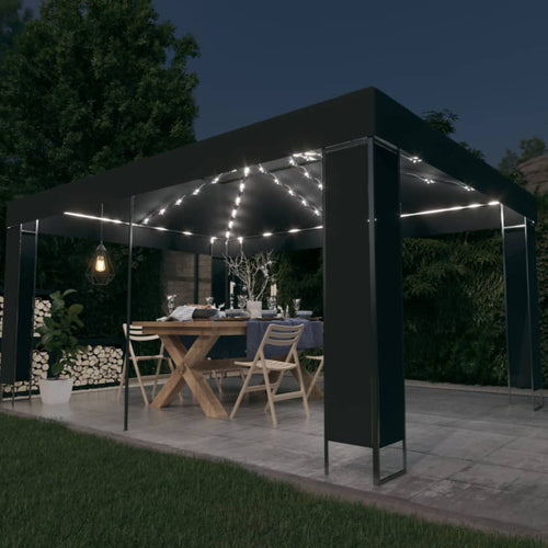 Pavilion cu șir de lumini LED, antracit, 3x4 m Lando
