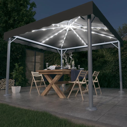 Pavilion cu șiruri de lumini LED, antracit, 300x300cm aluminiu Lando