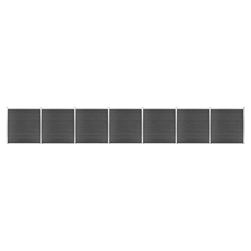 Set de panouri de gard, negru, 1218x186 cm, WPC Lando