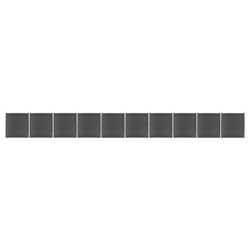 Set de panouri de gard, negru, 1737x186 cm, WPC Lando
