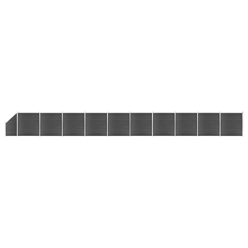 Set de panouri de gard, negru, 1830x(105-186) cm, WPC Lando