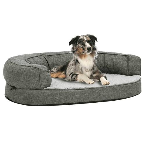 Saltea ergonomică pat de câini, gri, 75x53 cm, aspect in/fleece Lando