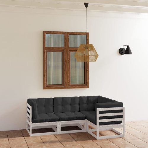 Set mobilier de grădină cu perne, 4 piese, lemn masiv de pin