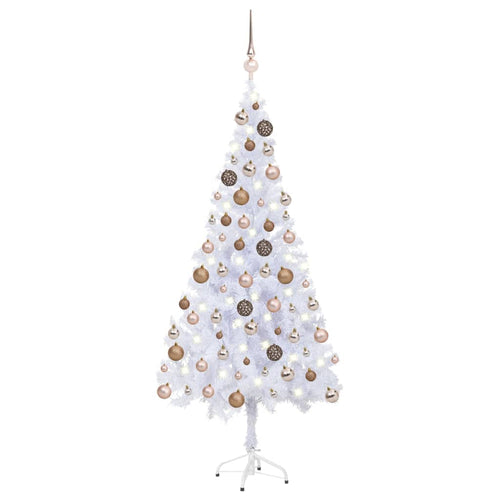 Brad de Crăciun pre-iluminat cu globuri, 180 cm, 620 de ramuri