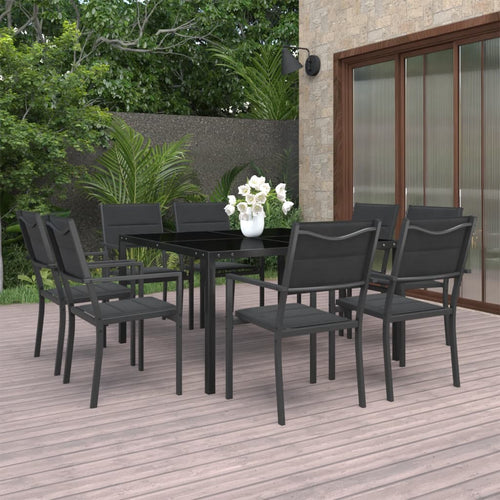 Set mobilier de exterior, 9 piese, oțel