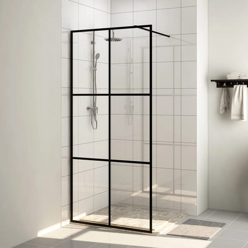 Paravan de duș walk-in negru 115x195 cm sticlă ESG transparentă Lando