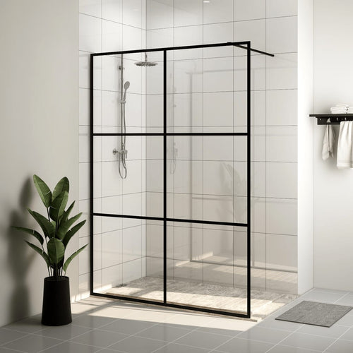 Paravan de duș walk-in negru 140x195 cm sticlă ESG transparentă Lando
