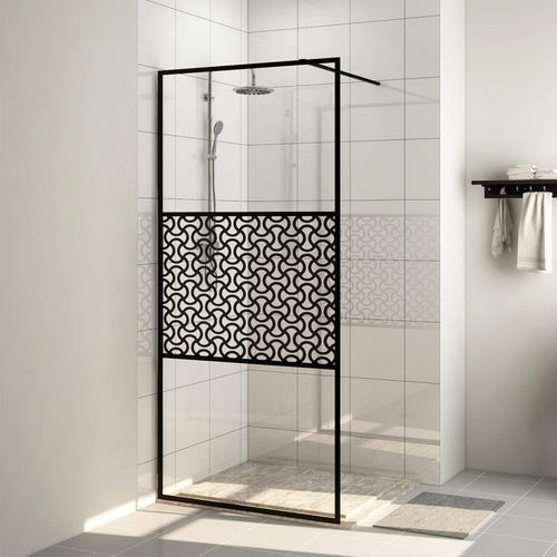 Paravan duș walk-in, negru, 100x195 cm, sticlă ESG transparentă Lando