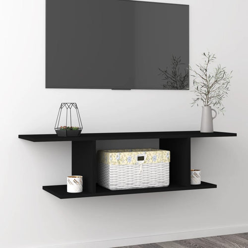 Dulap TV montat pe perete, negru, 103x30x26,5 cm Lando