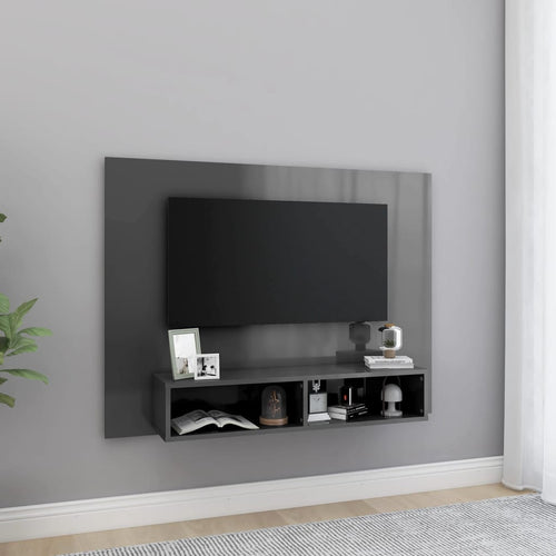 Comodă TV de perete, gri extralucios, 120x23,5x90 cm, PAL Lando