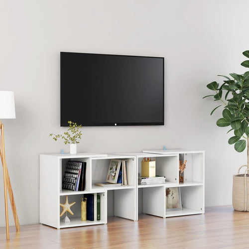 Comodă TV, alb extralucios, 104x30x52 cm, PAL Lando