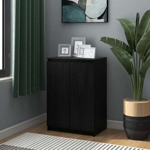 Servantă, negru, 60x36x84 cm, lemn masiv de pin Lando