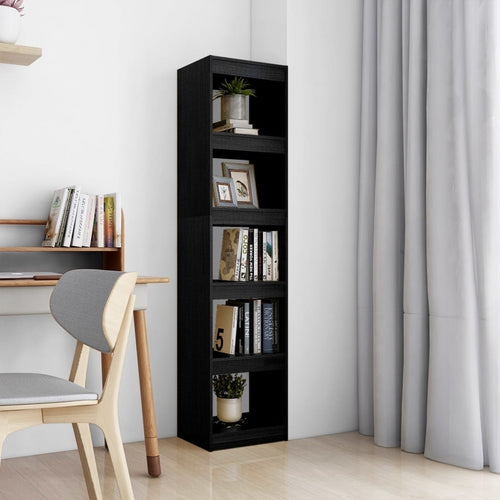 Bibliotecă/Separator cameră negru 40x30x167,5 cm lemn masiv pin Lando