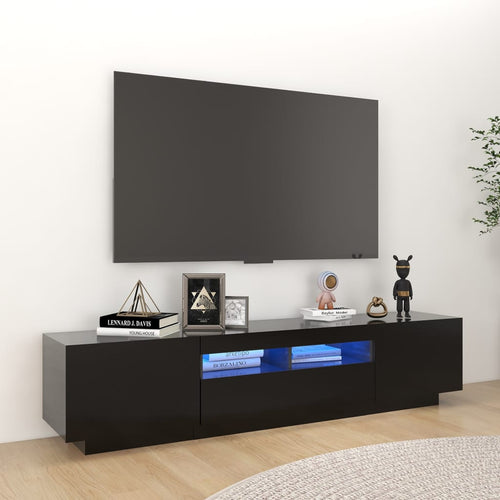 Comodă TV cu lumini LED, negru, 180x35x40 cm Lando