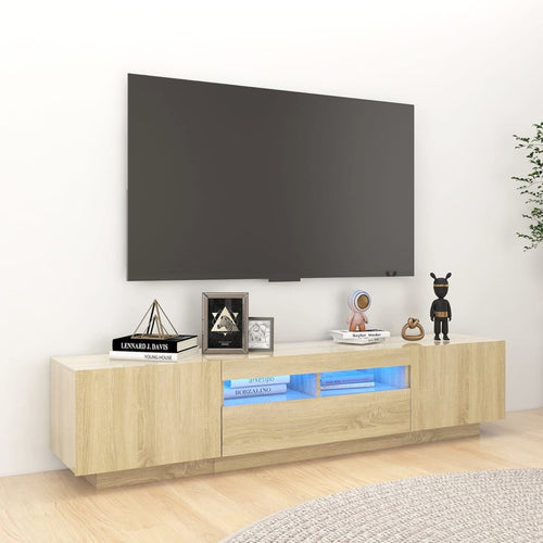 Comodă TV cu lumini LED, stejar sonoma, 180x35x40 cm Lando