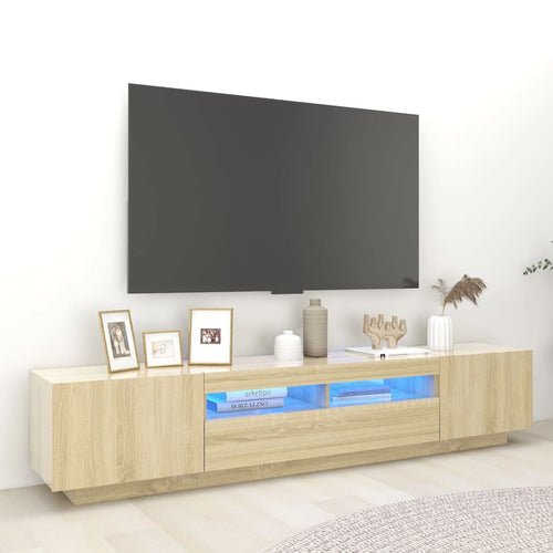 Comodă TV cu lumini LED, stejar sonoma, 200x35x40 cm Lando