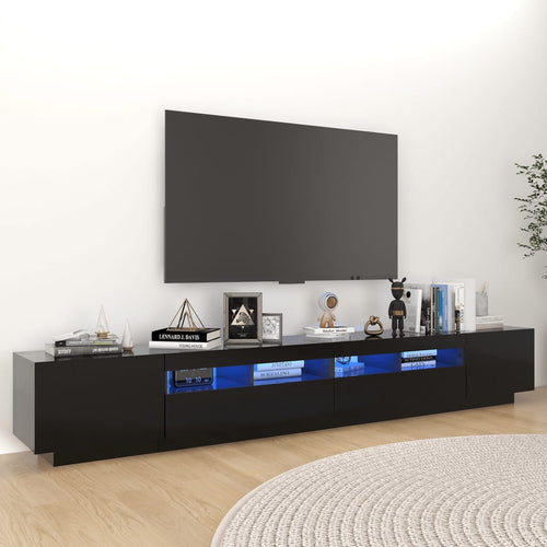 Comodă TV cu lumini LED, negru, 260x35x40 cm Lando