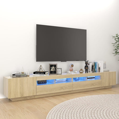 Comodă TV cu lumini LED, stejar Sonoma, 260x35x40 cm Lando