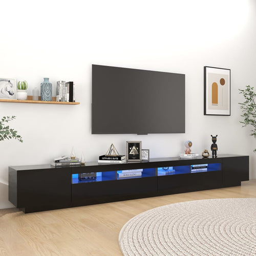Comodă TV cu lumini LED, negru, 300x35x40 cm Lando
