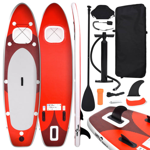 Set placă paddleboarding gonflabilă, roşu, 300x76x10 cm Lando