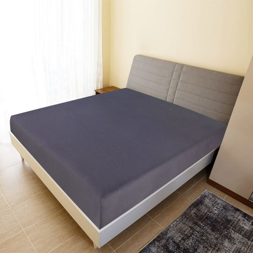 Cearșaf de pat cu elastic, antracit, 100x200 cm, bumbac Lando