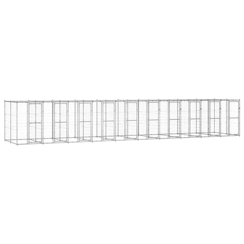 Padoc câini de exterior cu acoperiș, 24,2 m², oțel galvanizat