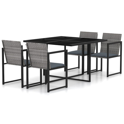 Set mobilier de exterior cu perne, 5 piese, gri, poliratan