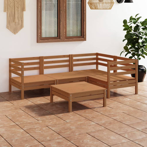Set mobilier de grădină, 5 piese, maro miere, lemn masiv de pin