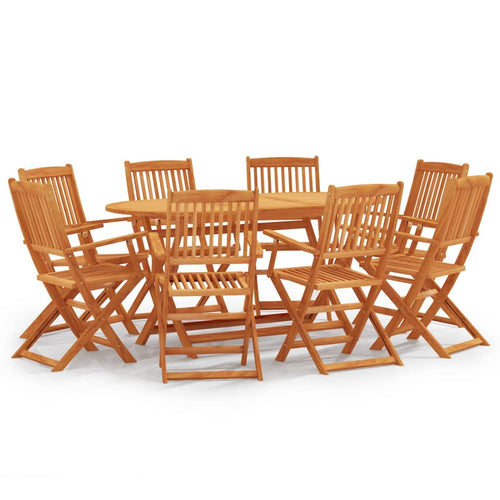 Set mobilier de exterior pliabil, 9 piese, lemn masiv eucalipt