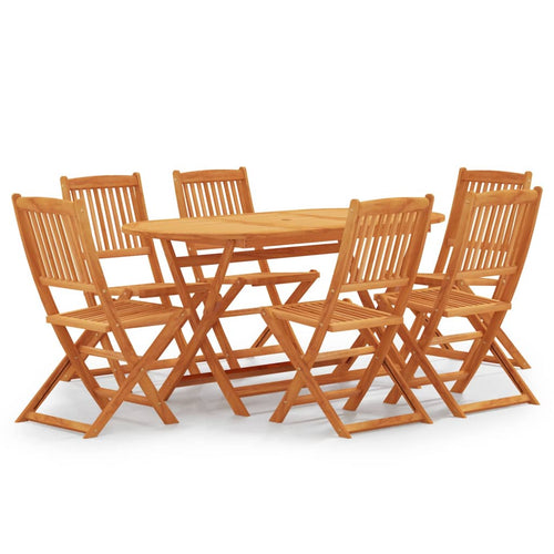 Set mobilier de exterior pliabil, 7 piese, lemn masiv eucalipt