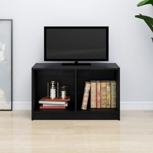 Comodă TV, negru, 70x33x42 cm, lemn masiv de pin Lando
