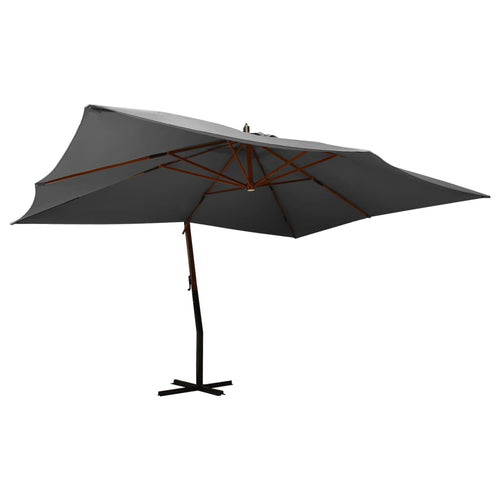 Umbrelă suspendată cu stâlp din lemn, antracit, 400x300 cm Lando