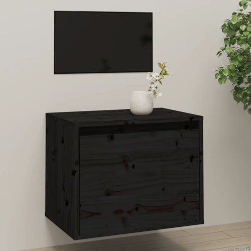 Dulap de perete, negru, 45x30x35 cm, lemn masiv de pin Lando