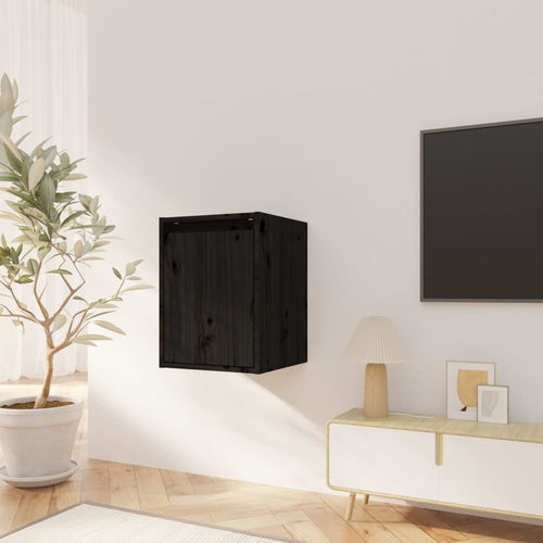 Dulap de perete, negru, 30x30x40 cm, lemn masiv de pin Lando