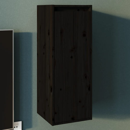 Dulap de perete, negru, 30x30x80 cm, lemn masiv de pin Lando