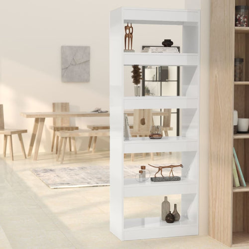 Bibliotecă/Separator cameră alb extralucios, 60x30x166 cm PAL Lando