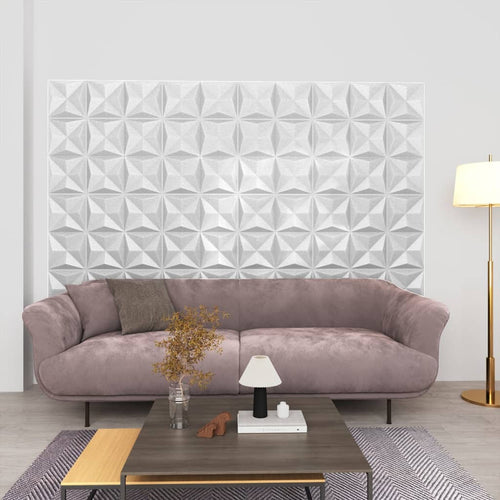 Panouri de perete 3D 48 buc. alb 50x50 cm model origami 12 m² Lando