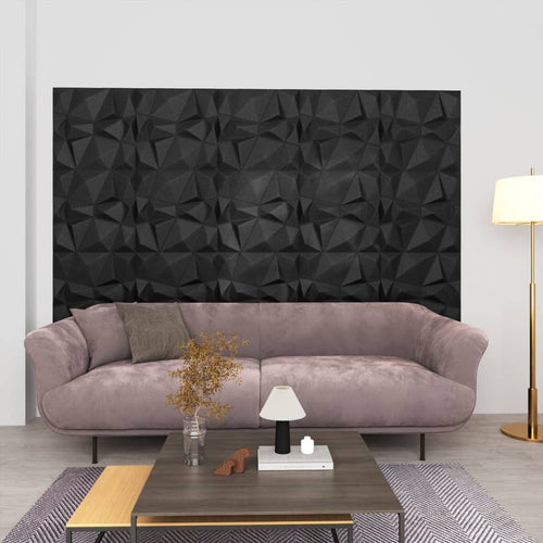 Panouri de perete 3D 24 buc. negru 50x50 cm model diamant 6 m² Lando