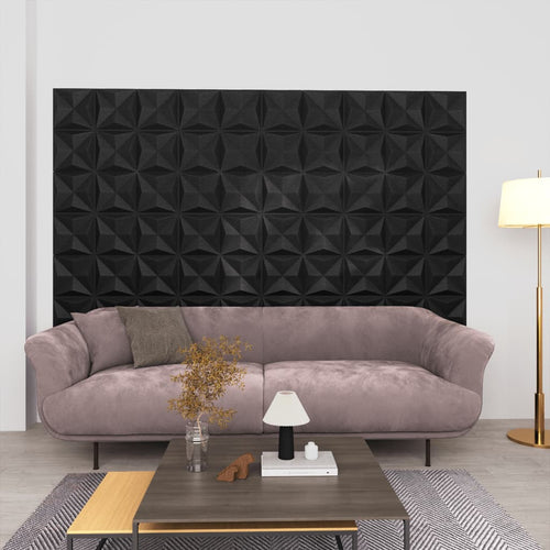 Panouri de perete 3D 12 buc. negru 50x50 cm model origami 3 m² Lando