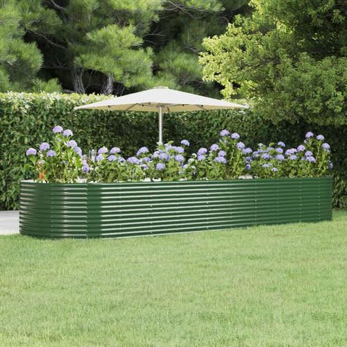 Jardinieră de grădină, verde, 447x140x68 cm, oțel Lando