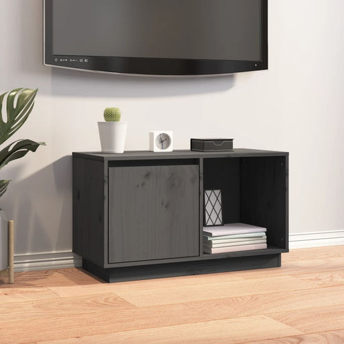 Comodă TV, gri, 74x35x44 cm, lemn masiv de pin Lando