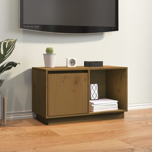 Comodă TV, maro miere, 74x35x44 cm, lemn masiv de pin Lando