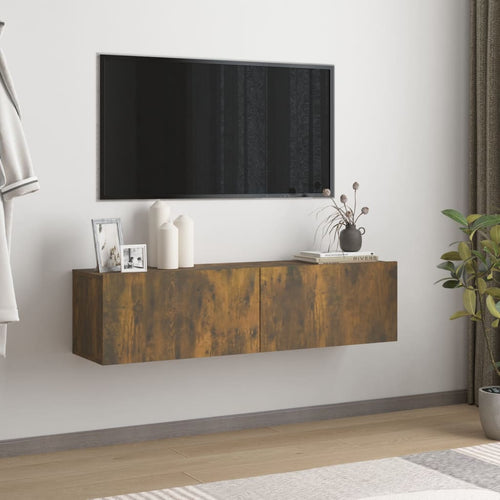 Comodă TV de perete stejar afumat 120x30x30 cm lemn compozit Lando