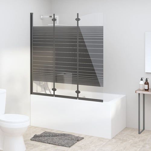 Cabină de duș pliabilă, 3 panouri, negru, 130x130 cm, ESG Lando