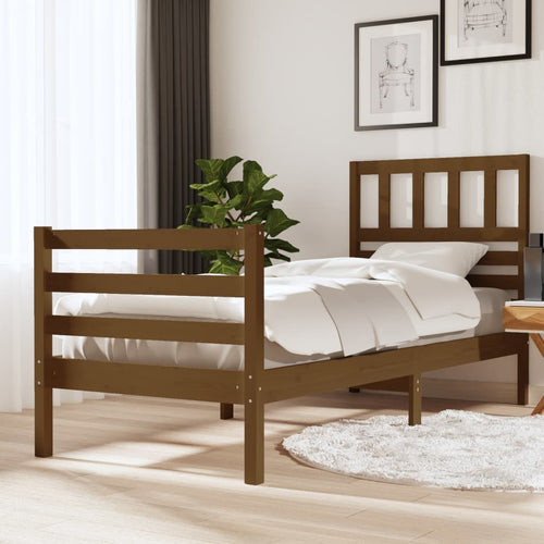 Cadru de pat, maro miere, 90x200 cm, lemn masiv