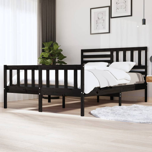 Cadru de pat 5FT King Size, negru, 150x200 cm, lemn masiv