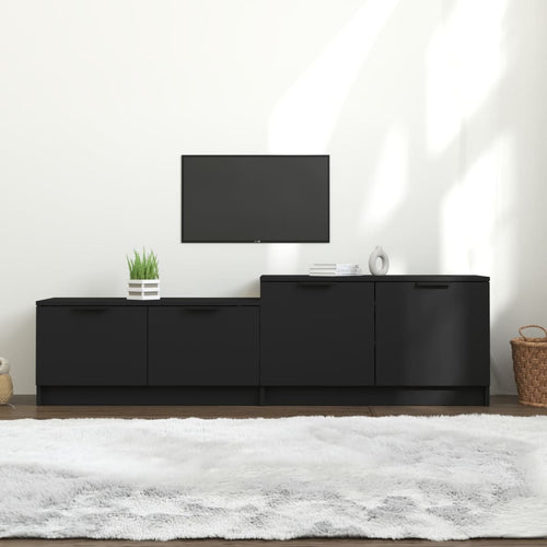 Comodă TV, negru, 158,5x36x45 cm, lemn prelucrat Lando